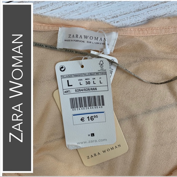 Zara Woman NWT Peach Short Sleeve Top High-Low Hemline - Picture 6 of 7